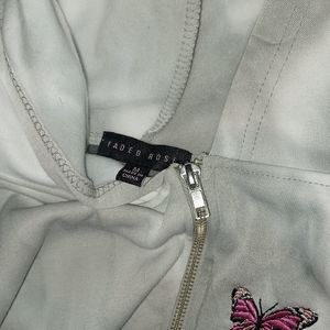 Smokey grey small crop zip-up jacket